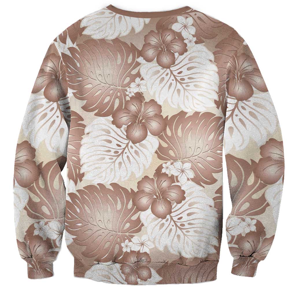 Mocha Mousse Aloha Hawaii Sweatshirt Monstera Hibiscus Plumeria Seamless Vibes LT14 - Polynesian Pride
