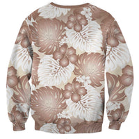 Mocha Mousse Aloha Hawaii Sweatshirt Monstera Hibiscus Plumeria Seamless Vibes LT14 - Polynesian Pride