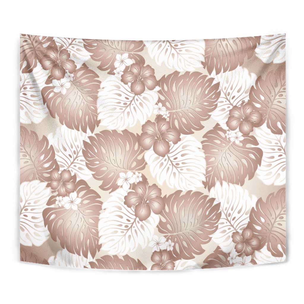 Mocha Mousse Aloha Hawaii Tapestry Monstera Hibiscus Plumeria Seamless Vibes LT14 - Polynesian Pride