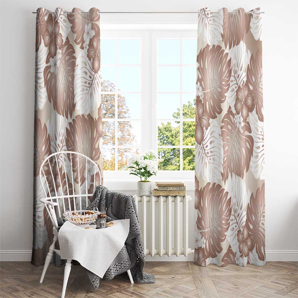 Mocha Mousse Aloha Hawaii Window Curtain Monstera Hibiscus Plumeria Seamless Vibes LT14 - Polynesian Pride