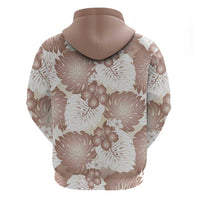 Mocha Mousse Aloha Hawaii Zip Hoodie Monstera Hibiscus Plumeria Seamless Vibes LT14 - Polynesian Pride