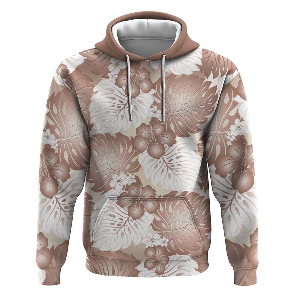 Mocha Mousse Aloha Hawaii Zip Hoodie Monstera Hibiscus Plumeria Seamless Vibes LT14 Pullover Hoodie Mocha Mousse - Polynesian Pride