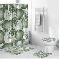 Sage Green Aloha Hawaii Bathroom Set Monstera Hibiscus Plumeria Seamless Vibes LT14 Bathroom Set (4 pcs) Sage Green - Polynesian Pride