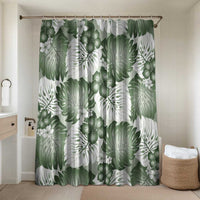 Sage Green Aloha Hawaii Bathroom Set Monstera Hibiscus Plumeria Seamless Vibes LT14 Shower Curtain Only Sage Green - Polynesian Pride