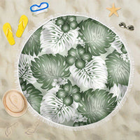 Sage Green Aloha Hawaii Beach Blanket Monstera Hibiscus Plumeria Seamless Vibes LT14 One Size 150cm Sage Green - Polynesian Pride