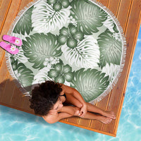 Sage Green Aloha Hawaii Beach Blanket Monstera Hibiscus Plumeria Seamless Vibes LT14 - Polynesian Pride