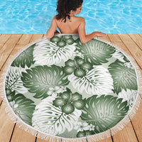 Sage Green Aloha Hawaii Beach Blanket Monstera Hibiscus Plumeria Seamless Vibes LT14 - Polynesian Pride