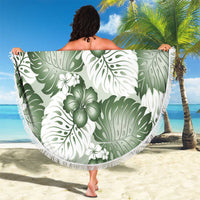 Sage Green Aloha Hawaii Beach Blanket Monstera Hibiscus Plumeria Seamless Vibes LT14 - Polynesian Pride