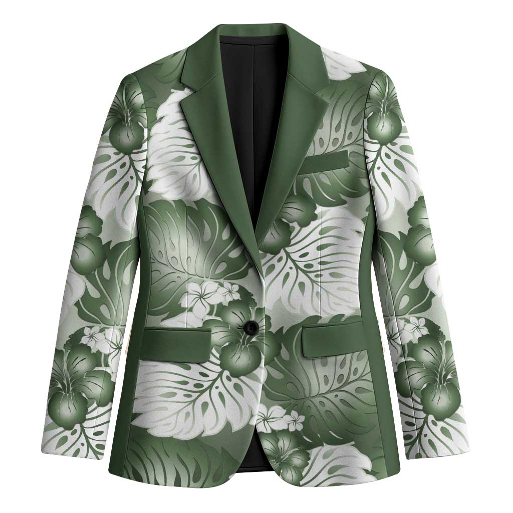Sage Green Aloha Hawaii Blazer Monstera Hibiscus Plumeria Seamless Vibes LT14 Unisex Sage Green - Polynesian Pride