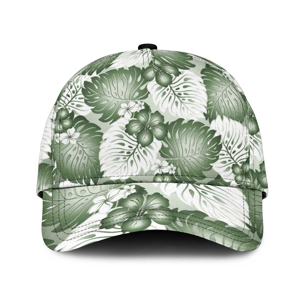 Sage Green Aloha Hawaii Classic Cap Monstera Hibiscus Plumeria Seamless Vibes LT14 Universal Fit Sage Green - Polynesian Pride