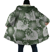 Sage Green Aloha Hawaii Cloak Monstera Hibiscus Plumeria Seamless Vibes LT14 - Polynesian Pride