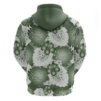 Sage Green Aloha Hawaii Hoodie Monstera Hibiscus Plumeria Seamless Vibes LT14 - Polynesian Pride