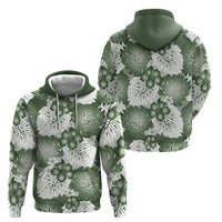 Sage Green Aloha Hawaii Hoodie Monstera Hibiscus Plumeria Seamless Vibes LT14 - Polynesian Pride