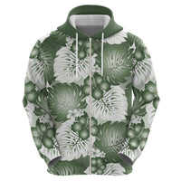 Sage Green Aloha Hawaii Hoodie Monstera Hibiscus Plumeria Seamless Vibes LT14 - Polynesian Pride