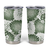 Sage Green Aloha Hawaii Tumbler Cup Monstera Hibiscus Plumeria Seamless Vibes LT14 Sage Green - Polynesian Pride
