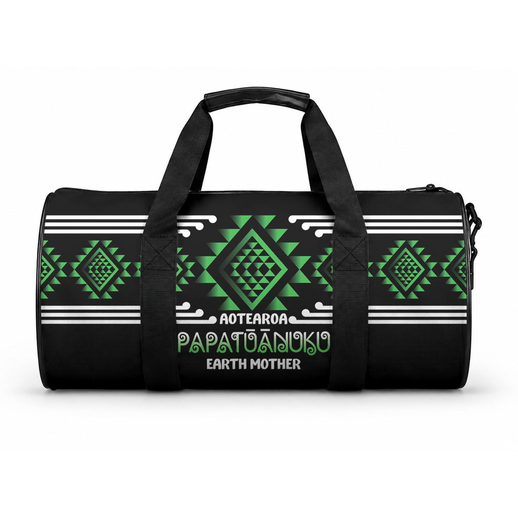 Aotearoa Atua Papatuanuku Duffle Bag Maori Earth Mother Taniko Motifs LT14 One size Green - Polynesian Pride