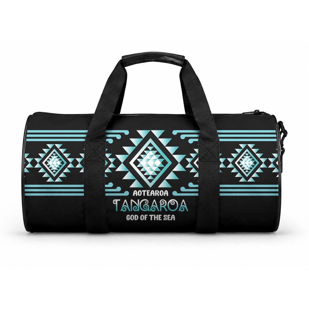 Aotearoa Atua Tangaroa Duffle Bag Maori God Of The Sea Taniko Motifs LT14 One size Turquoise - Polynesian Pride