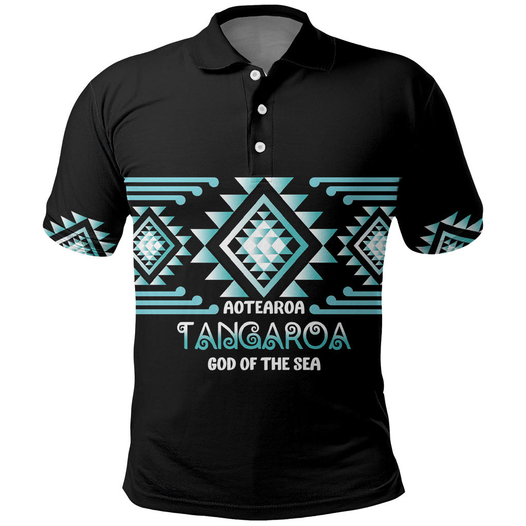 Aotearoa Atua Tangaroa Personalised Polo Shirt Maori God Of The Sea Taniko Motifs LT14 Turquoise - Polynesian Pride