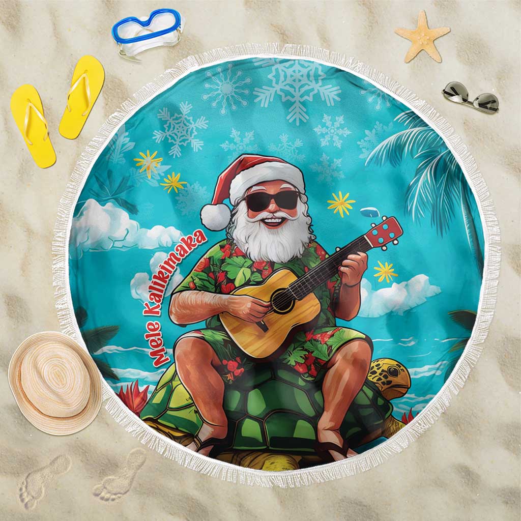 Hawaii Christmas Beach Blanket Mele Kalikimaka Poinsettia Lei - Cyan LT14 One Size 150cm Cyan - Polynesian Pride