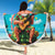 Hawaii Christmas Beach Blanket Mele Kalikimaka Poinsettia Lei - Cyan