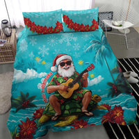 Hawaii Christmas Bedding Set Mele Kalikimaka Poinsettia Lei - Cyan LT14 - Polynesian Pride