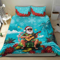 Hawaii Christmas Bedding Set Mele Kalikimaka Poinsettia Lei - Cyan LT14 - Polynesian Pride