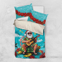 Hawaii Christmas Bedding Set Mele Kalikimaka Poinsettia Lei - Cyan LT14 US Twin 172cm x 218cm Cyan - Polynesian Pride