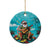 Hawaii Christmas Ceramic Ornament Mele Kalikimaka Poinsettia Lei - Cyan