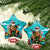 Hawaii Christmas Ceramic Ornament Mele Kalikimaka Poinsettia Lei - Cyan