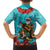 Hawaii Christmas Family Matching Off Shoulder Maxi Dress and Hawaiian Shirt Mele Kalikimaka Poinsettia Lei - Cyan