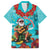 Hawaii Christmas Family Matching Off Shoulder Maxi Dress and Hawaiian Shirt Mele Kalikimaka Poinsettia Lei - Cyan