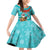 Hawaii Christmas Family Matching Off Shoulder Short Dress and Hawaiian Shirt Mele Kalikimaka Poinsettia Lei - Cyan