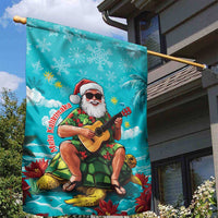 Hawaii Christmas Garden Flag Mele Kalikimaka Poinsettia Lei - Cyan LT14 - Polynesian Pride