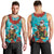 Hawaii Christmas Men Tank Top Mele Kalikimaka Poinsettia Lei - Cyan