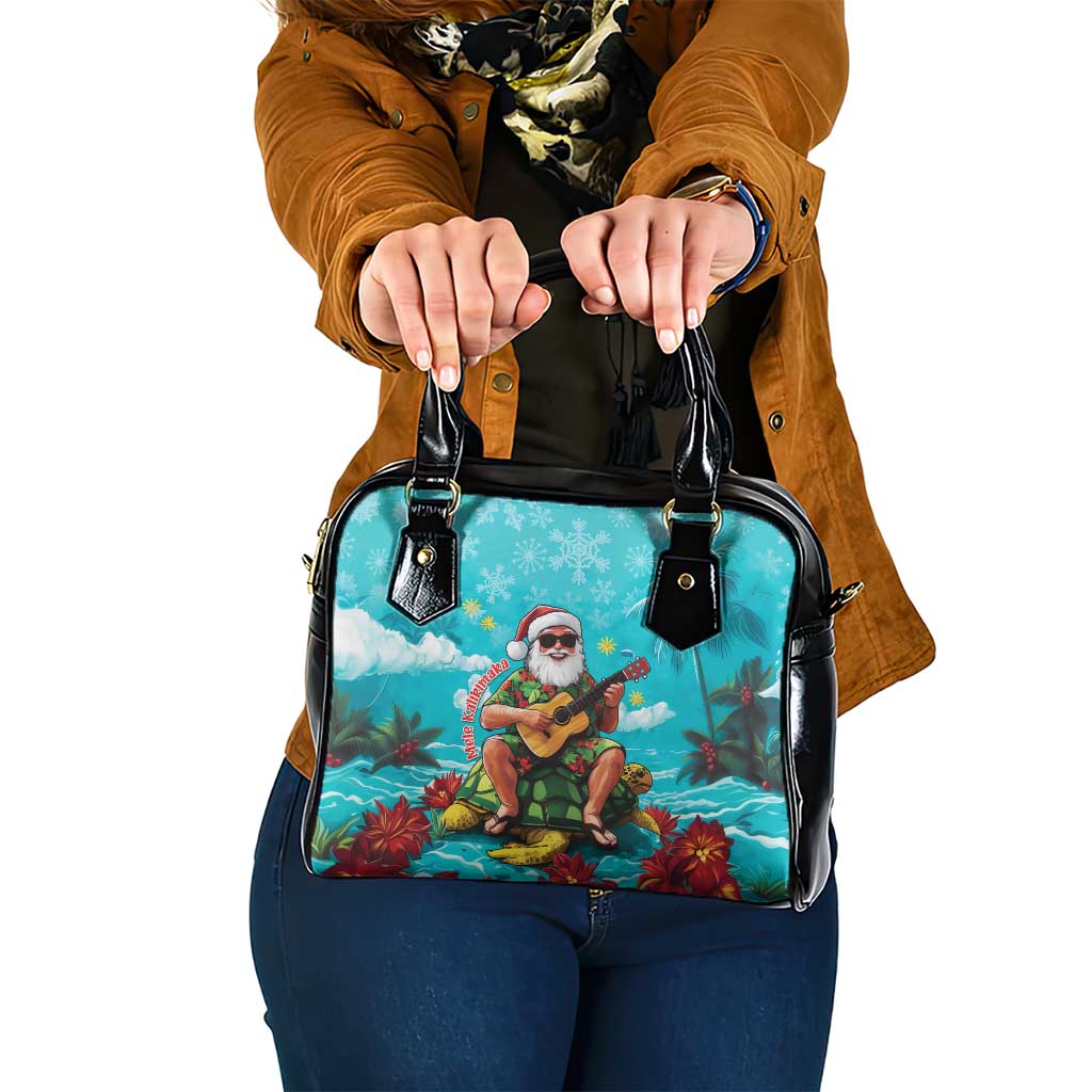 Hawaii Christmas Shoulder Handbag Mele Kalikimaka Poinsettia Lei - Cyan LT14 One Size Cyan - Polynesian Pride