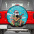 Hawaii Christmas Spare Tire Cover Mele Kalikimaka Poinsettia Lei - Cyan