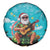 Hawaii Christmas Spare Tire Cover Mele Kalikimaka Poinsettia Lei - Cyan