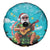 Hawaii Christmas Spare Tire Cover Mele Kalikimaka Poinsettia Lei - Cyan