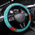 Hawaii Christmas Steering Wheel Cover Mele Kalikimaka Poinsettia Lei - Cyan