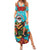 Hawaii Christmas Summer Maxi Dress Mele Kalikimaka Poinsettia Lei - Cyan