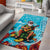 Hawaii Christmas Area Rug Mele Kalikimaka Poinsettia Lei Polynesian - Blue