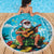 Hawaii Christmas Beach Blanket Mele Kalikimaka Poinsettia Lei Polynesian - Blue