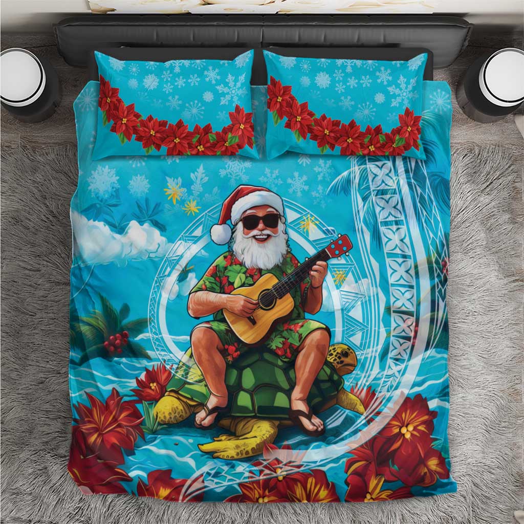 Hawaii Christmas Bedding Set Mele Kalikimaka Poinsettia Lei Polynesian - Blue LT14 Blue - Polynesian Pride