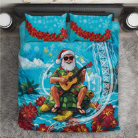 Hawaii Christmas Bedding Set Mele Kalikimaka Poinsettia Lei Polynesian - Blue LT14 Blue - Polynesian Pride