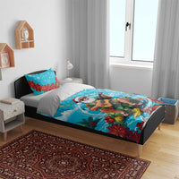 Hawaii Christmas Bedding Set Mele Kalikimaka Poinsettia Lei Polynesian - Blue LT14 - Polynesian Pride