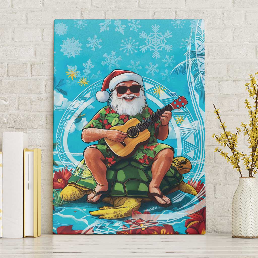 Hawaii Christmas Canvas Wall Art Mele Kalikimaka Poinsettia Lei Polynesian - Blue LT14 Without Frame Blue - Polynesian Pride