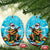 Hawaii Christmas Ceramic Ornament Mele Kalikimaka Poinsettia Lei Polynesian - Blue