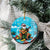 Hawaii Christmas Ceramic Ornament Mele Kalikimaka Poinsettia Lei Polynesian - Blue