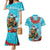 Hawaii Christmas Couples Matching Mermaid Dress and Hawaiian Shirt Mele Kalikimaka Poinsettia Lei Polynesian - Blue