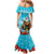 Hawaii Christmas Family Matching Mermaid Dress and Hawaiian Shirt Mele Kalikimaka Poinsettia Lei Polynesian - Blue